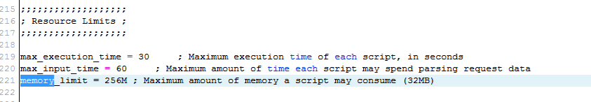 PHP.INI memory limit adjustment