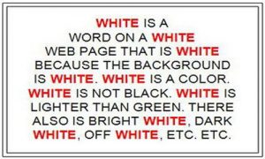 keyword stuffing example with word "white"