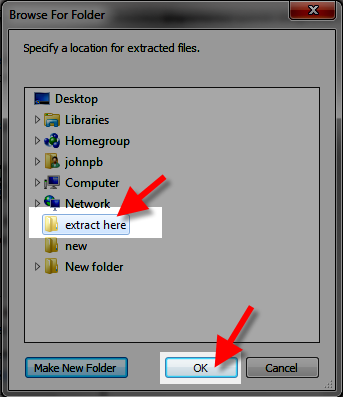 choosing where to unzip the file
