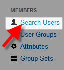 searching for users in the dashboard