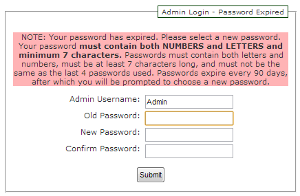 temporary password update