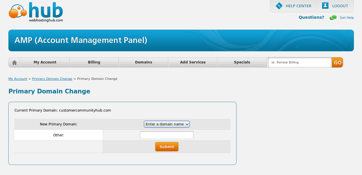 How do I change the primary domain on my account? | Web ...