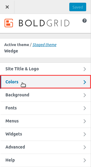 Customize Colors option highlighted