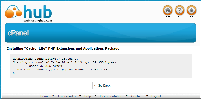 PHP Extension installation summary screen