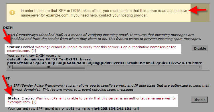 image of spf domain keys nameserver error