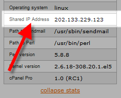 Viewing your shared IP address in cPanel