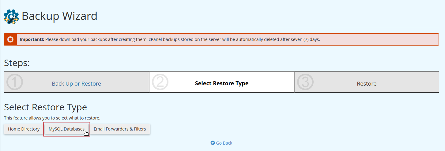 cpanel-restore-partial-db