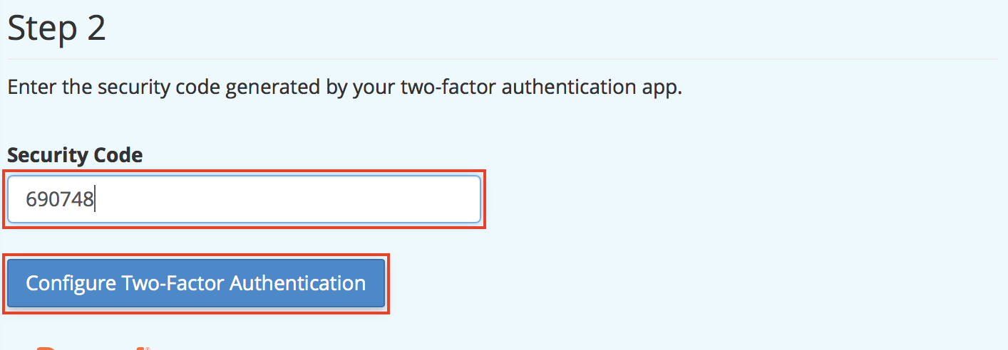 Set Up 2FA QR Code Security Code and Two-Factor Authentication button highlighted.