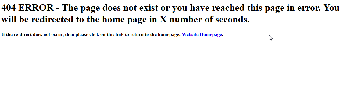 Sample of a possible 404 redirect page