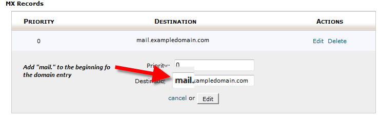 Add mail. to domain name