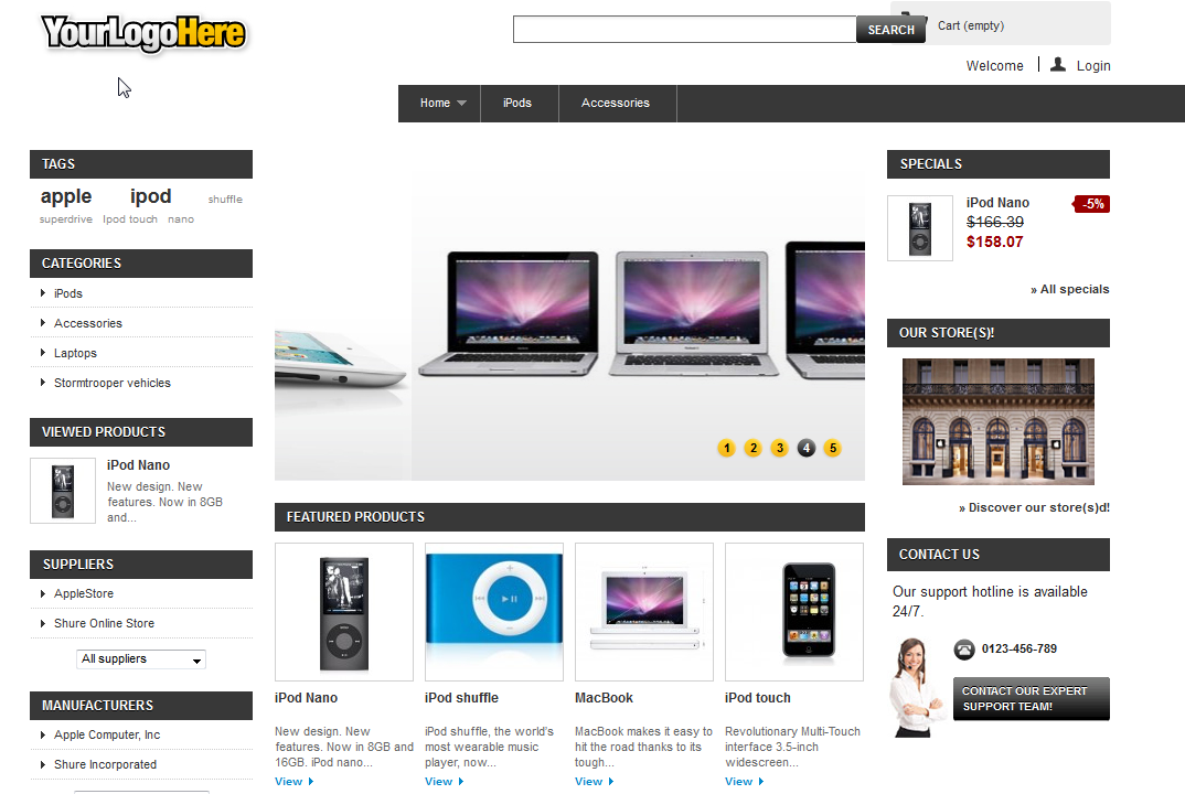 Sample ecommerce website