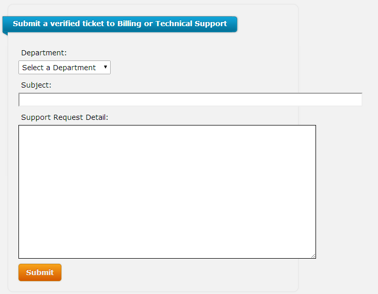 Submit a ticket screen