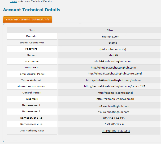  Example of Account Technical Details