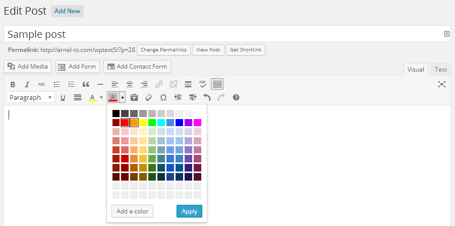 Editor with Color picker