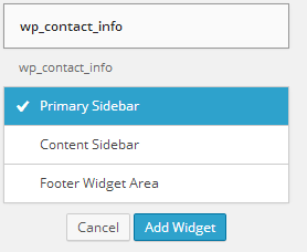 Select widget location