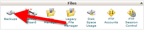 Clicking Backups in the Files section of your cPanel