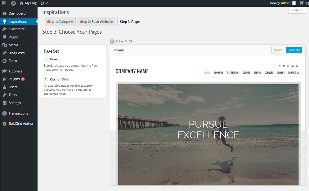 Select pages for inspiration