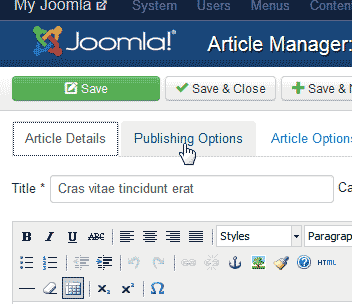 Click publish option Joomla 3.1