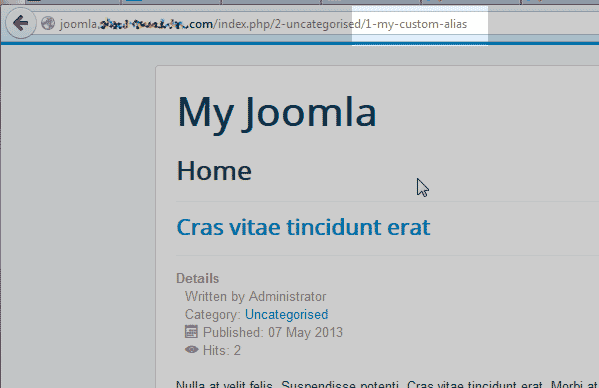 New alias in Joomla 3.1