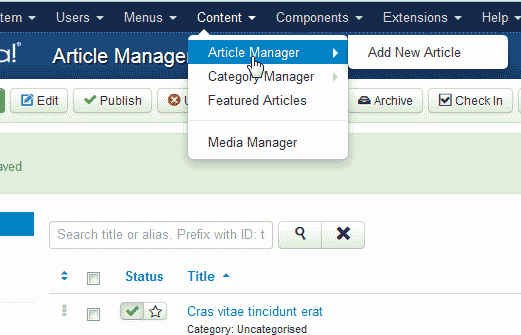 Article manager Joomla 3.1