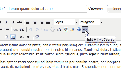 Click HTML in editor Joomla