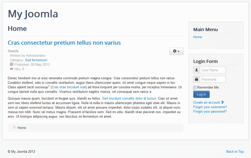 Preview of article with no images Joomla