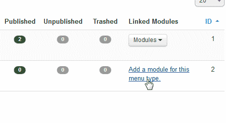 Add module for menu Joomla
