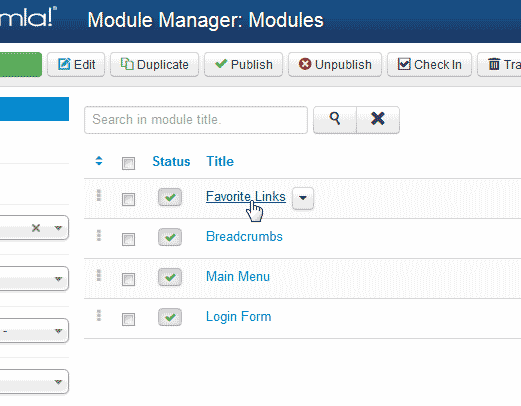 Select particular module Joomla