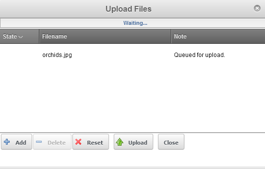 upload files dialog window