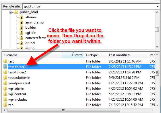 moving folder to new location in filezilla ftp client