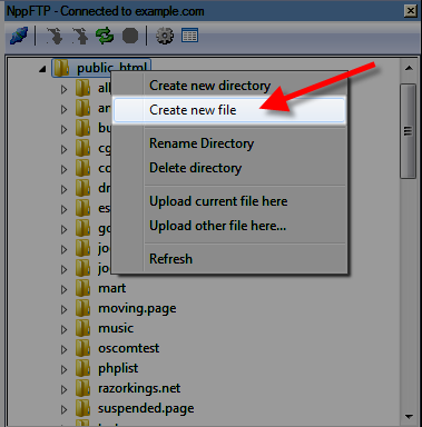 Create file in notepad++