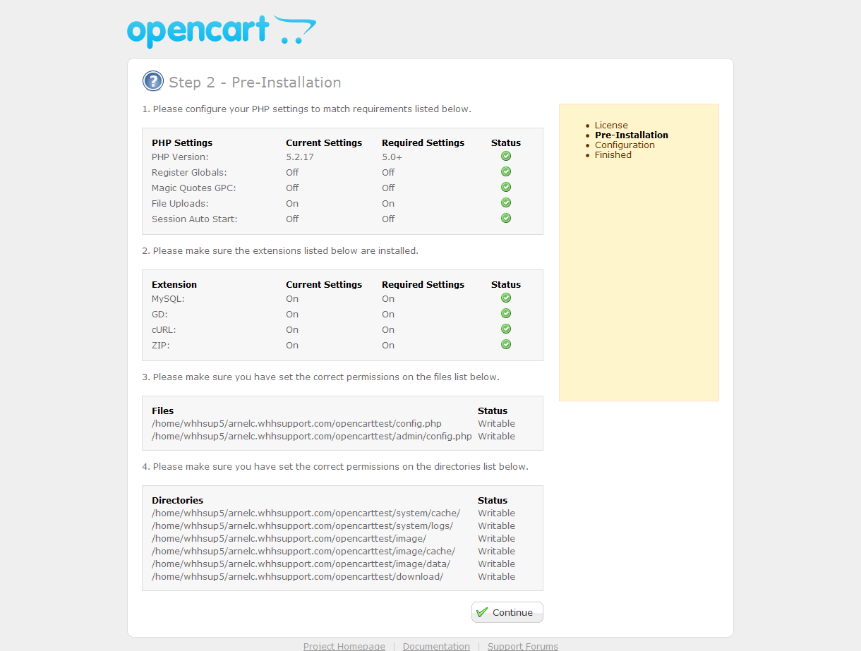 opencart-installation-part2