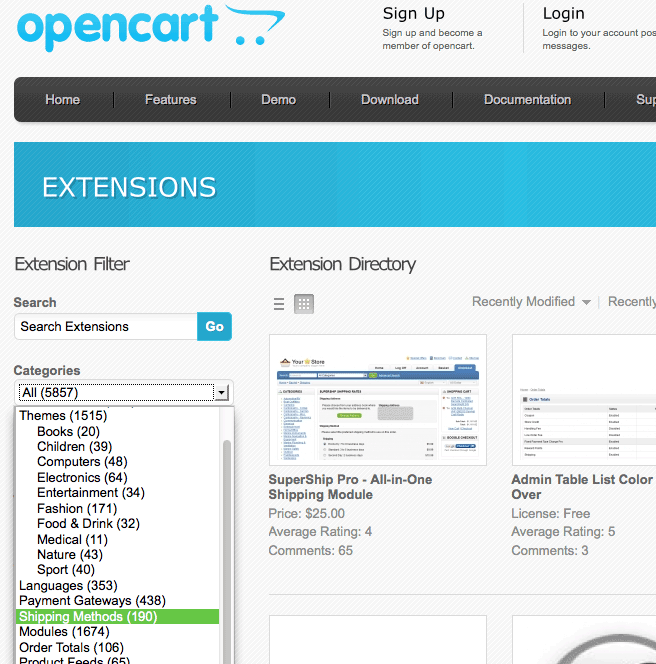 opencart15-shipping-extensions-page