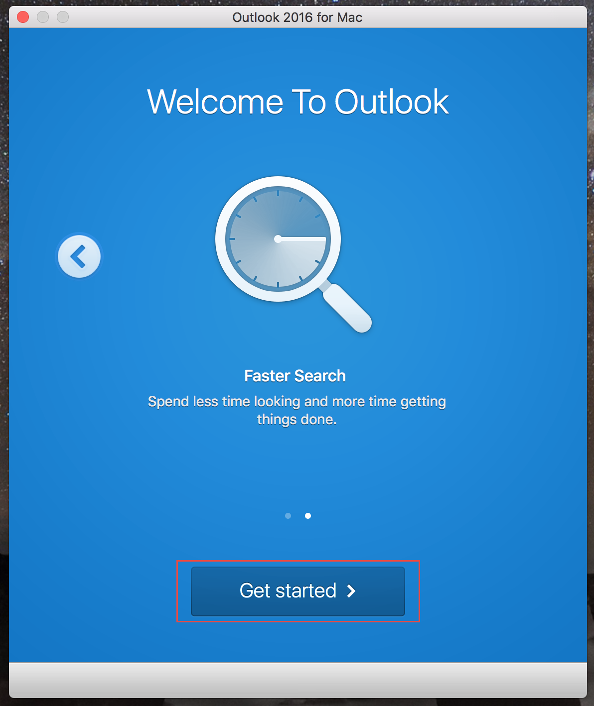 Outlook wizard - second screen