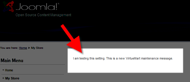 offline message in VirtueMart