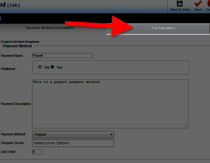 payment configure in VirtueMart