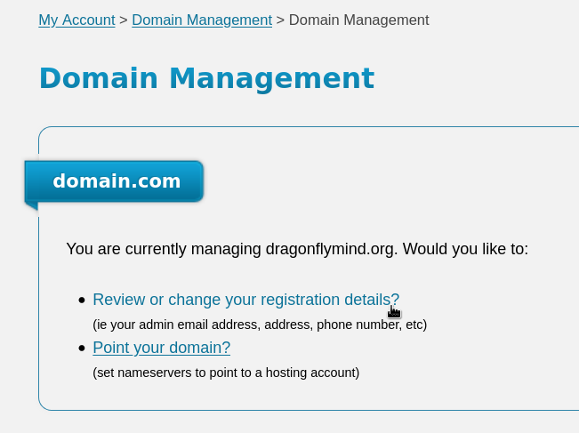 Options for modifying a domain