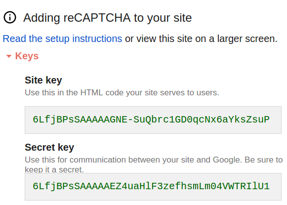 View of WP-reCAPTCHA Settings