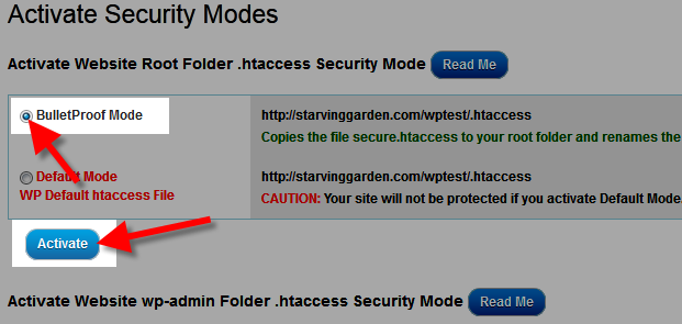 activating htaccess security mode