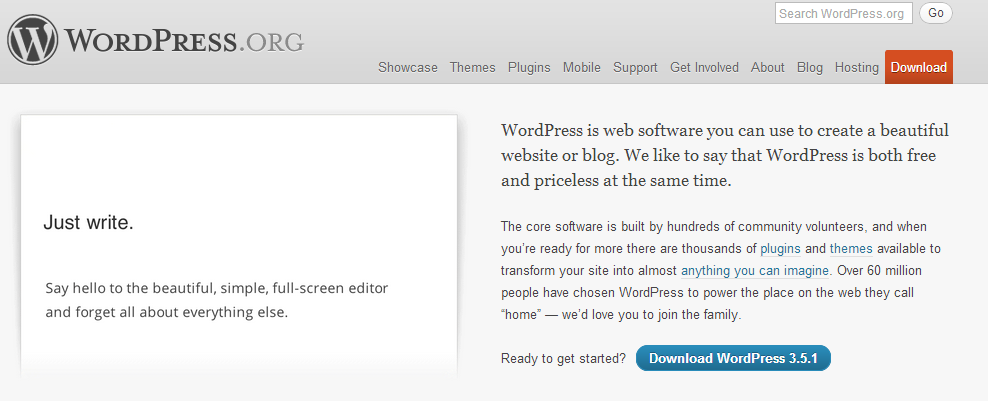 Wordpress.org Home page