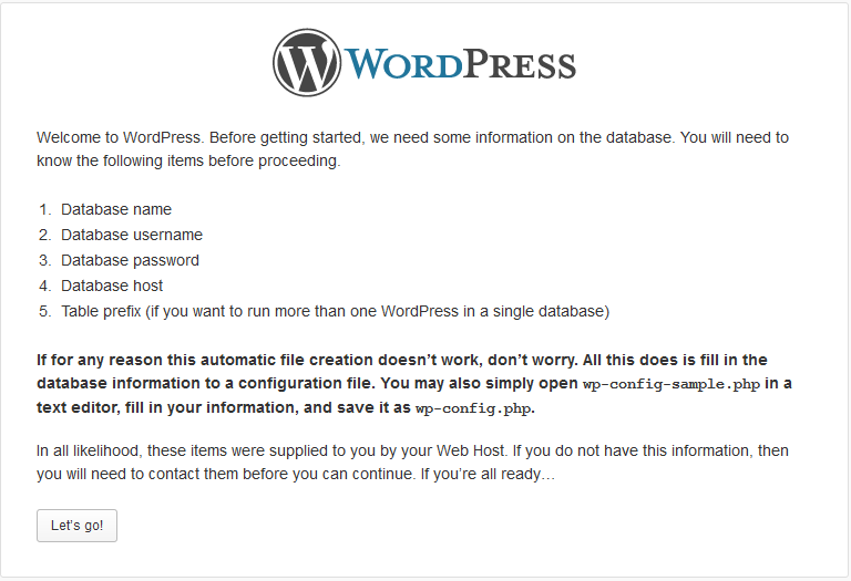 Wordpress info start