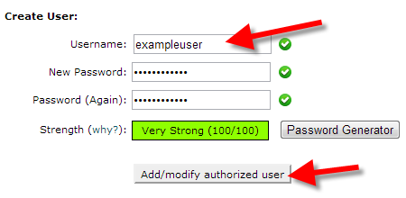 creating a new user for password protected directory