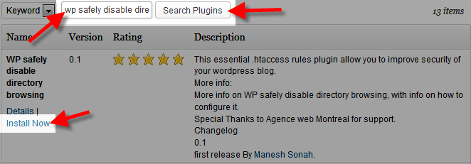 installing the security plugin for wordpress