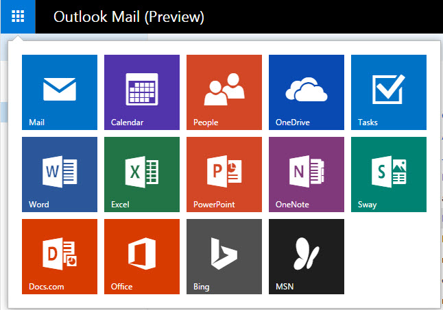 Microsoft Application menu